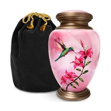 Exquisite Pink Hummingbird Urn Handcrafted Masterpiece for Human Ashes,