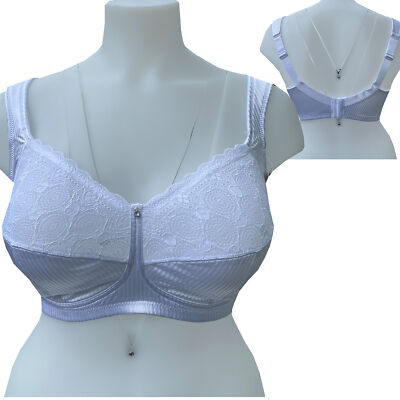 VIANIA! Women's bra underwired with lace 184449 wide comfort straps size 80E White