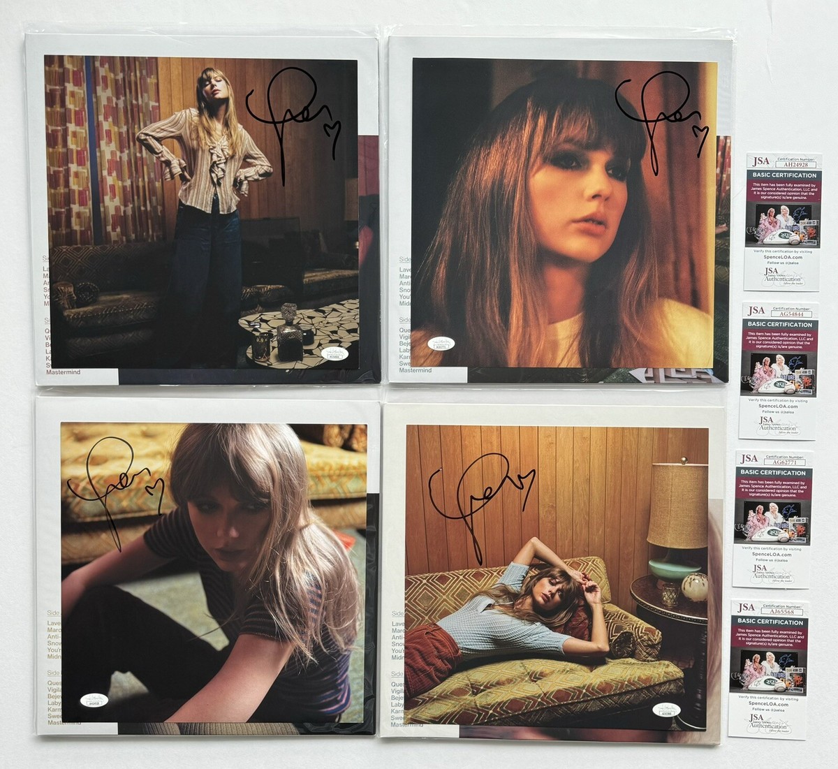 Taylor Swift Signed Midnights Vinyls Complete Set Of 4 JSA COA