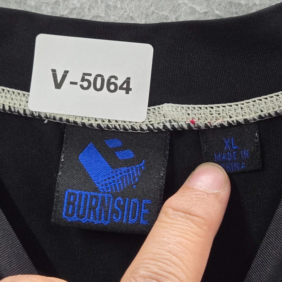 Camisa Burnside Hombres XL Negra Bloque de Color Grunge Calavera Alas Patinador Y2K LEER Foto 2 de 4