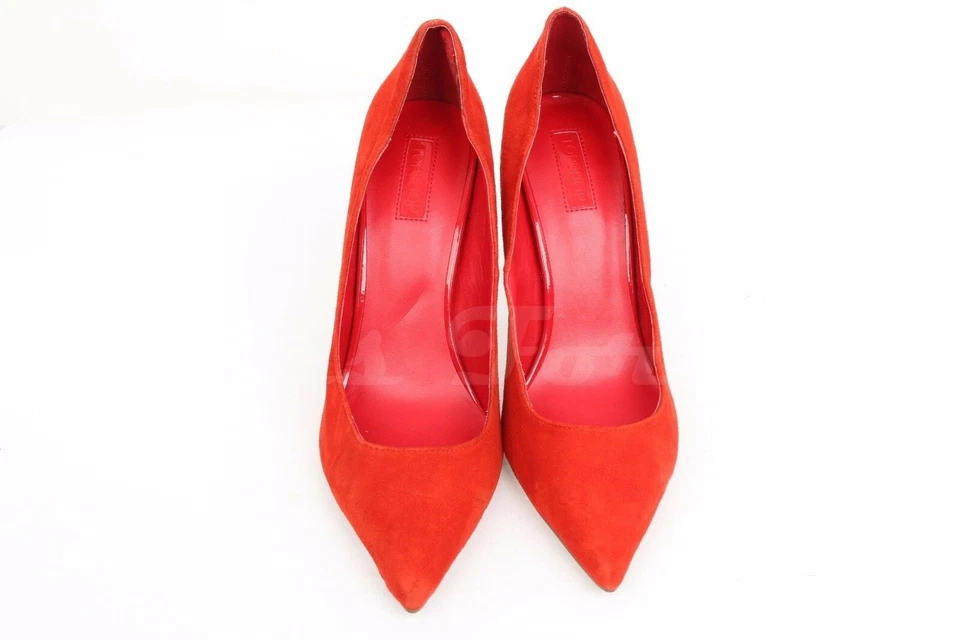 Mujer TOPSHOP Naranja Rojo Gamuza Zapatos Tacones Talla. 9,5 Foto 2 de 4