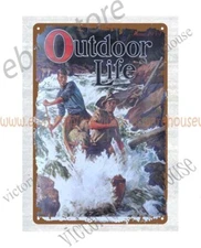  1934 rustic living outdoor wildlife hunter boating metal tin sign