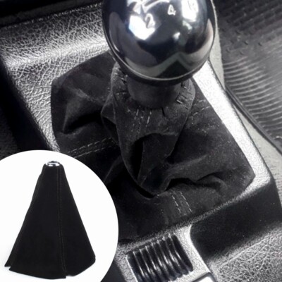 Aftermarket Shift Knob JDM Sports Style Shift Knob Boot Cover - Real Black Leather With Red Stitch For Manual/Auto Auto Shift Knob