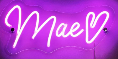 32''x13.8'' Mae Heart Custom Surname Baby Name Boy Girl Flex LED Neon Sign Party