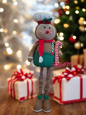 Door Greeter Feet Gingerbread Boy NWT Decor Christmas Bakery Plaid Candy Cane