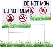 2pcs Do Not Mow Grass Signs, 10 x 7 Inch Trim Yard Signs with Metal M