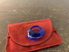 Blue Shell Rings Dark Blue Gold Trim Baccarat Crystal Size 51