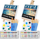 Esrich 52Pcs Acrylic Paint Canvas Set, Acrylic Painting Kit with 2 Set of 12