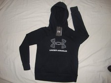 New Girls Under Armour 1381678 Rival Fleece Pullover Hoodie - Medium - Black