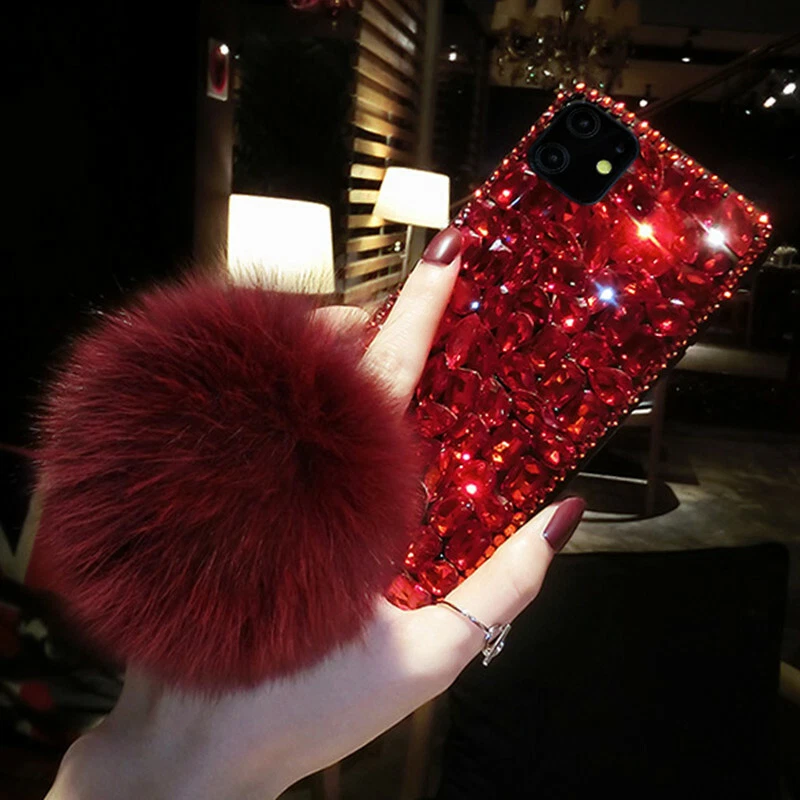 Funda Diamante Completa Brillante Lujo para Samsung S25 S24 S23 Note20 10 9 con Bola de Felpa Foto 4 de 4