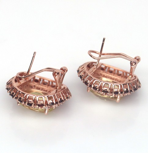 10 X 12 mm. Lemon-Quartz, Zircon & Garnet Earrings Silver 925 Sterling - Picture 4 of 5