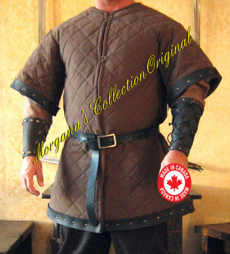 Medieval Armor Norman Knight Gambeson Deluxe with Leather Trims - Zdjęcie 1 z 1