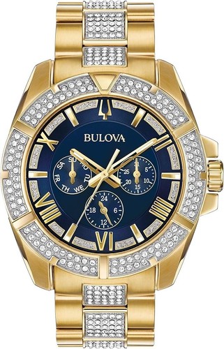 Bulova Orologio da uomo con cassa a forma di cuscino al quarzo, con 3 lancette e quadrante in cristallo, 40 mm