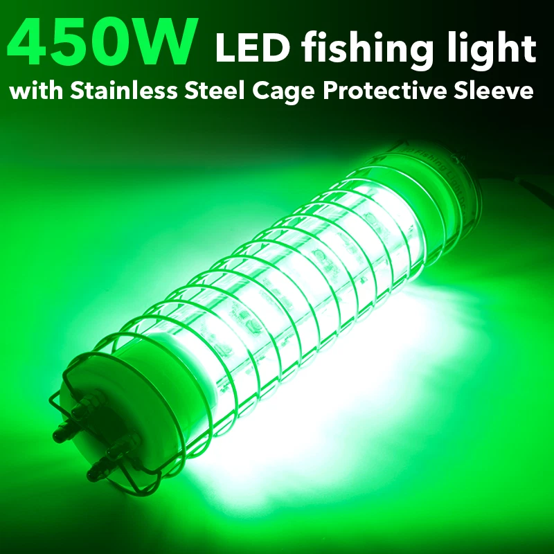 450W 12V 24V Green Submersible Underwater LED Night Fishing Light