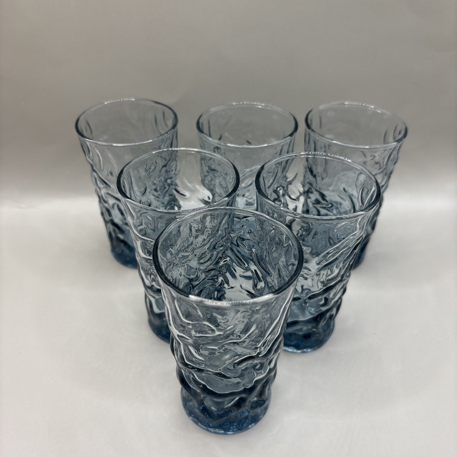 Vintage Libbey Milano 4oz Blue Juice Glasses Set of 6