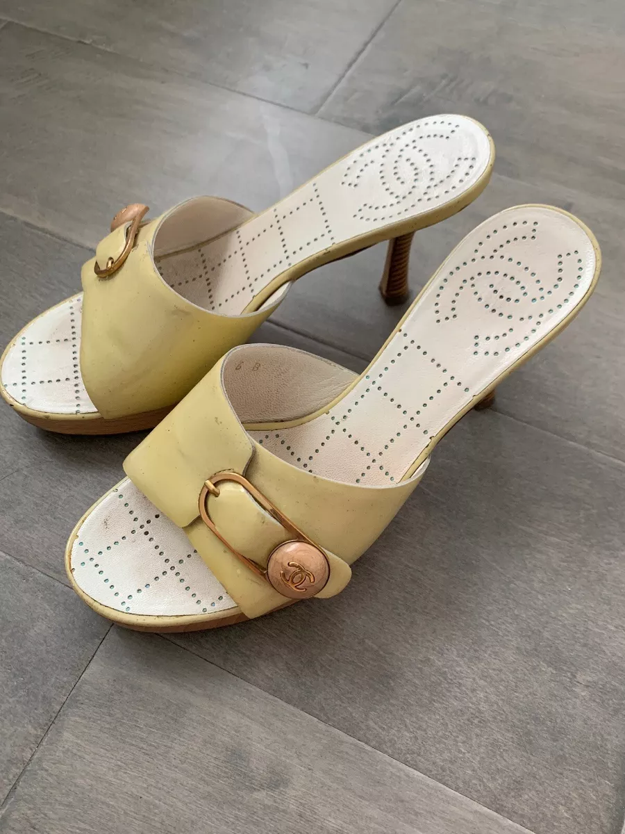 CHANEL Mules Wood Clogs Size 36