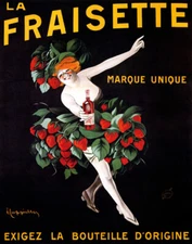 POSTER LA FRAISETTE LIQUEUR STRAWBERRY DRESS CAPPIELLO VINTAGE REPRO FREE S/H