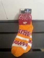 Virginia Tech Fuzzy Socks OSFM New with tags Striped For Bare Feet Great Gift
