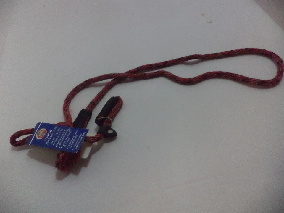 Combo de collar y correa Hamilton London Quick Red Braid para perro 6' L X 5/16" con negro Re Foto 2 de 2