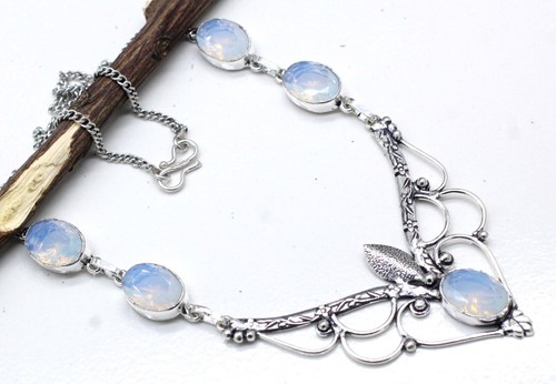 Collier En Argent 925 Avec Pierre Larimar - Fait Main, Longueur 18 Pouces