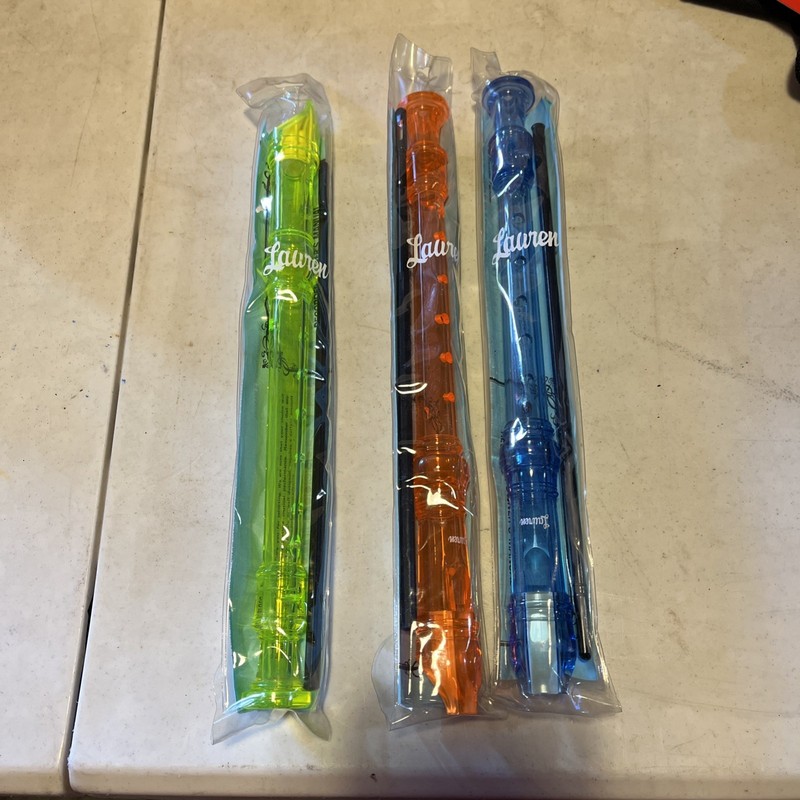 Lot Of 3 Lauren Plastic Soprano Recorder 8 Hole Brand New