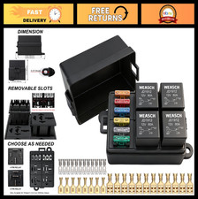 12v 6 Way Fuse Relay Box With 4x4-pin 80amp Relays 6 Atcato Blade Fuses For C