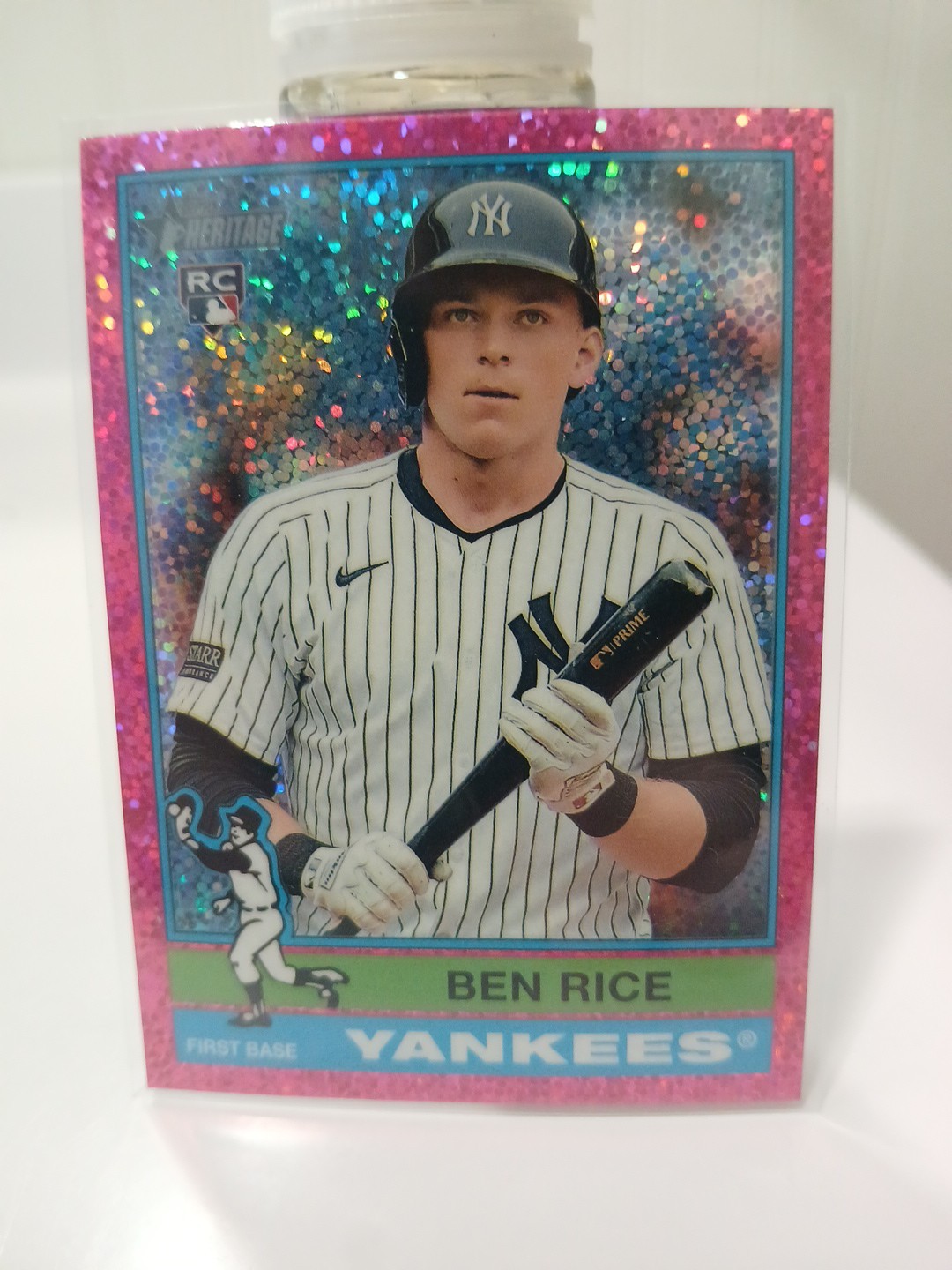 2025 Topps Heritage -  Ben Rice #406 Chrome Pink Sparkle Refractor (RC)
