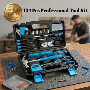134pcs Kit d'outils Ensemble d'instruments à main ménagers Trousse de réparation d'un étui