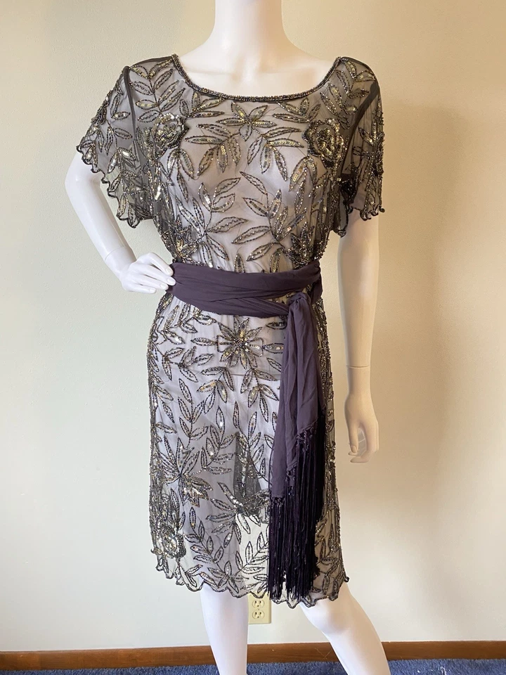 Vestido Vintage Cuentas Red Transparente "Hazel" Años 90 Foto 3 de 4