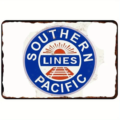 Vintage Southern Pacific Railroad Rustic Tin Metal Signs Home Décor 8x12