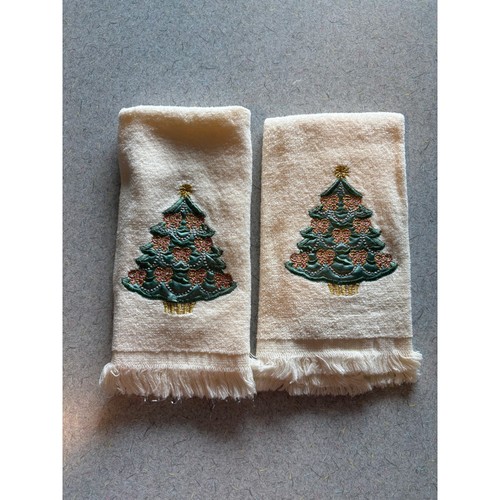 Pair of Vintage Christmas tree hand towels