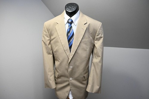 Jos A Bank Baumwolle Poly Khaki 2 Teiler Anzug Hose Jacke Herren Gr. 38 x 29 44 R