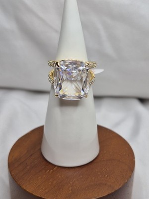 Bomb Party Ring Size 6 ''Let's Get Away'' Clear CZ On Gold Plating 