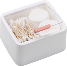 2 Slot Cotton Swab Ball Qtip Holder Jar Plastic Container Dispenser Box with Hin