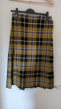 Cornish Tartan Wrap Pleated Kilt Skirt, Size 14, Leather Buckle-Fastening