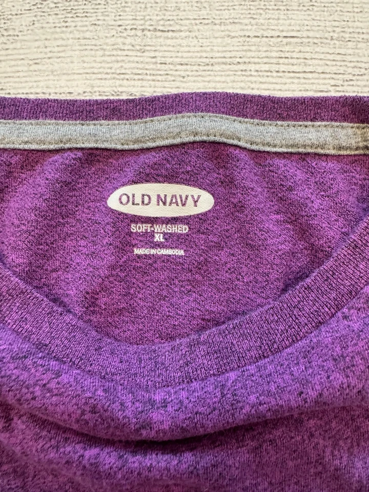 Camisa Antigua Azul Marino Para Hombres XL Púrpura Suave Lavada Manga Larga Cuello Redondo Brezo Camiseta Foto 2 de 4