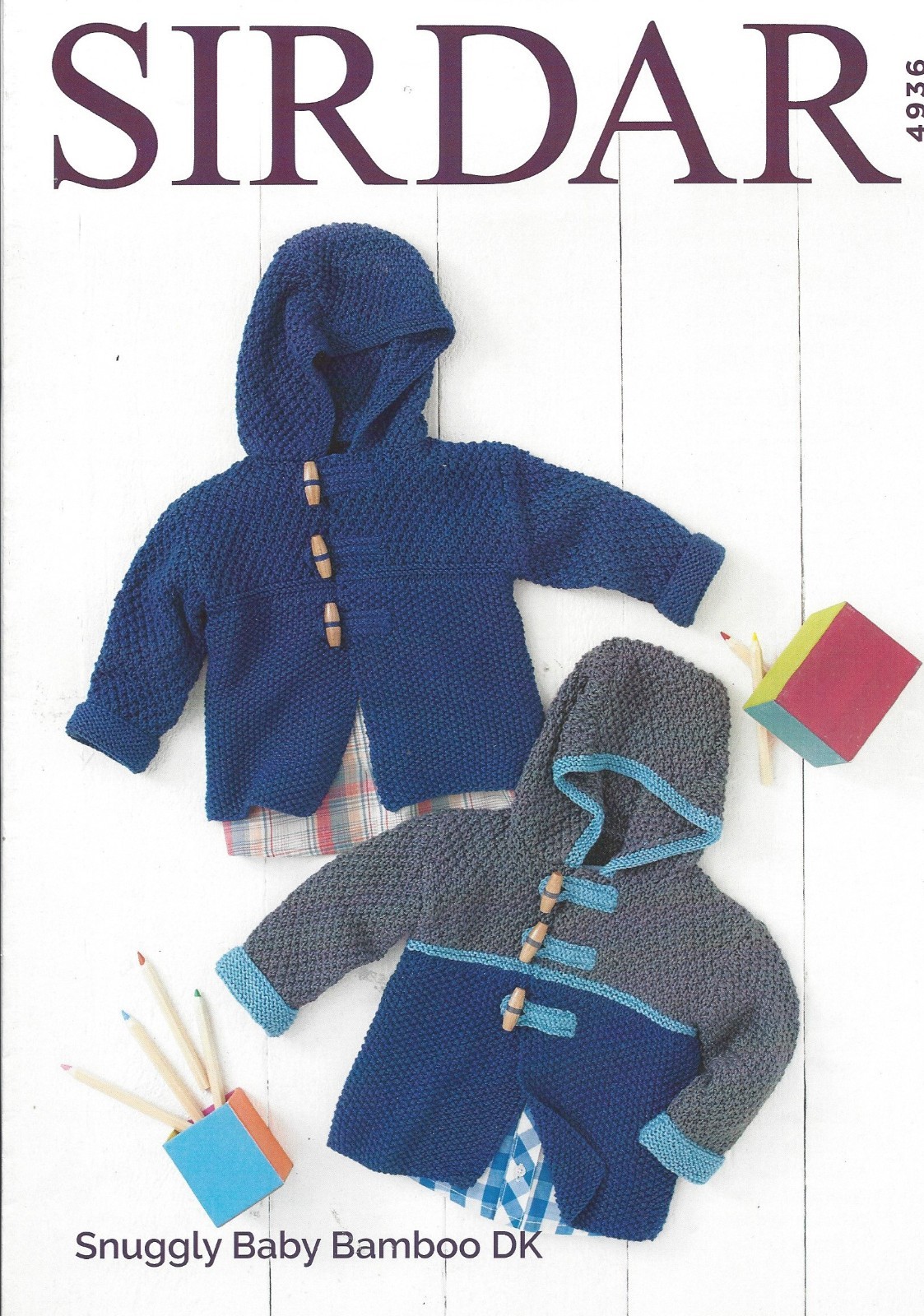 Sirdar Snuggly DK Knitting Pattern - 4936 Hooded Duffle Coat (0- 3 yrs)