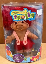 The Original Good Luck Troll Vintage 2005 DAM Red Hair Boy In Felt Outfit