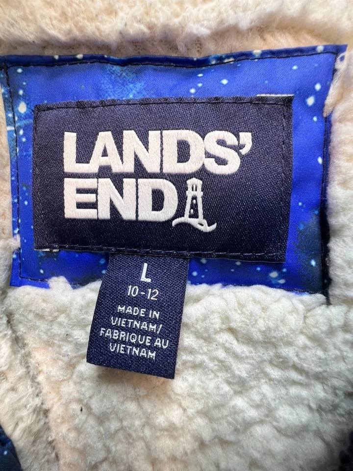 Parka de plumón de invierno impermeable Lands' End Expedition para niños talla L 10-12 azul Galax Foto 3 de 4