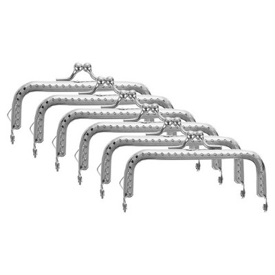 6Pcs Metal Purse Frame3.3'' Retro Arch Kiss Lock Clasp Frame Embossed Silver