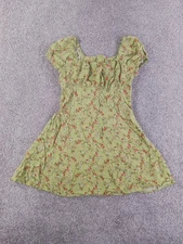 Art Class Girls Dress L 10/12 Green Floral Short Sleeve Viscose