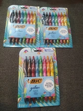 3 NEW 8-Count BIC Gelocity Quick Dry Extra Smooth Gel Pens Medium Point (0.7Mm)