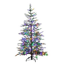 6' Pre-Lit Artificial Natural Fresh Cut Fir Christmas Tree, Color LED Dewdrop