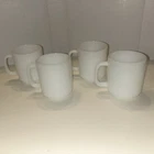 Glasbake Vintage White Milk Glass Coffee Mugs 77 Stackable USA Set Of 4 Pcs Rare