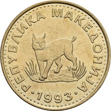 Mazedonien, 5 Denari, 1993, Nickel-Messing
