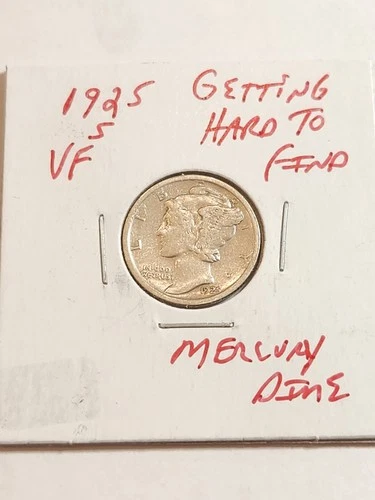 1925 S VF+ GETTING HARD TO FIND MERCURY DIME SCARCE