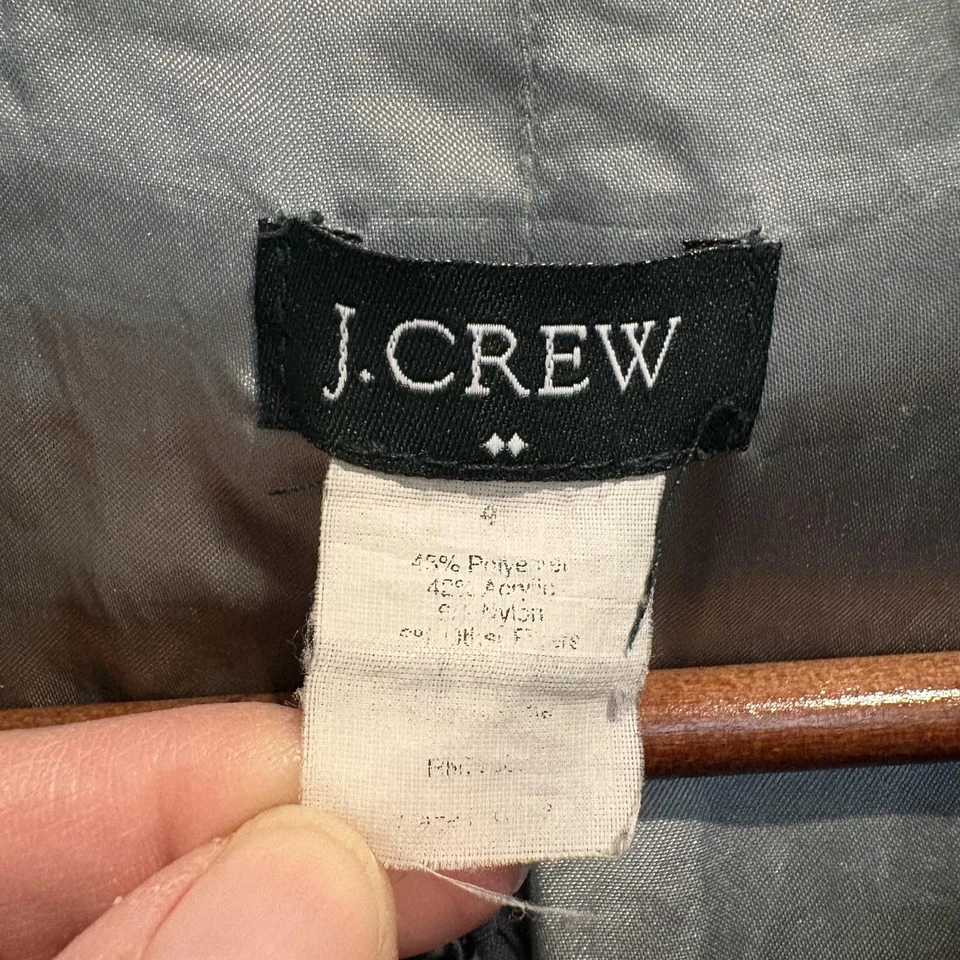 Abrigo J.Crew Factory Mujer Pequeño Negro Blanco Tweed Botón Frontal Forrado Bolsillos Foto 2 de 4