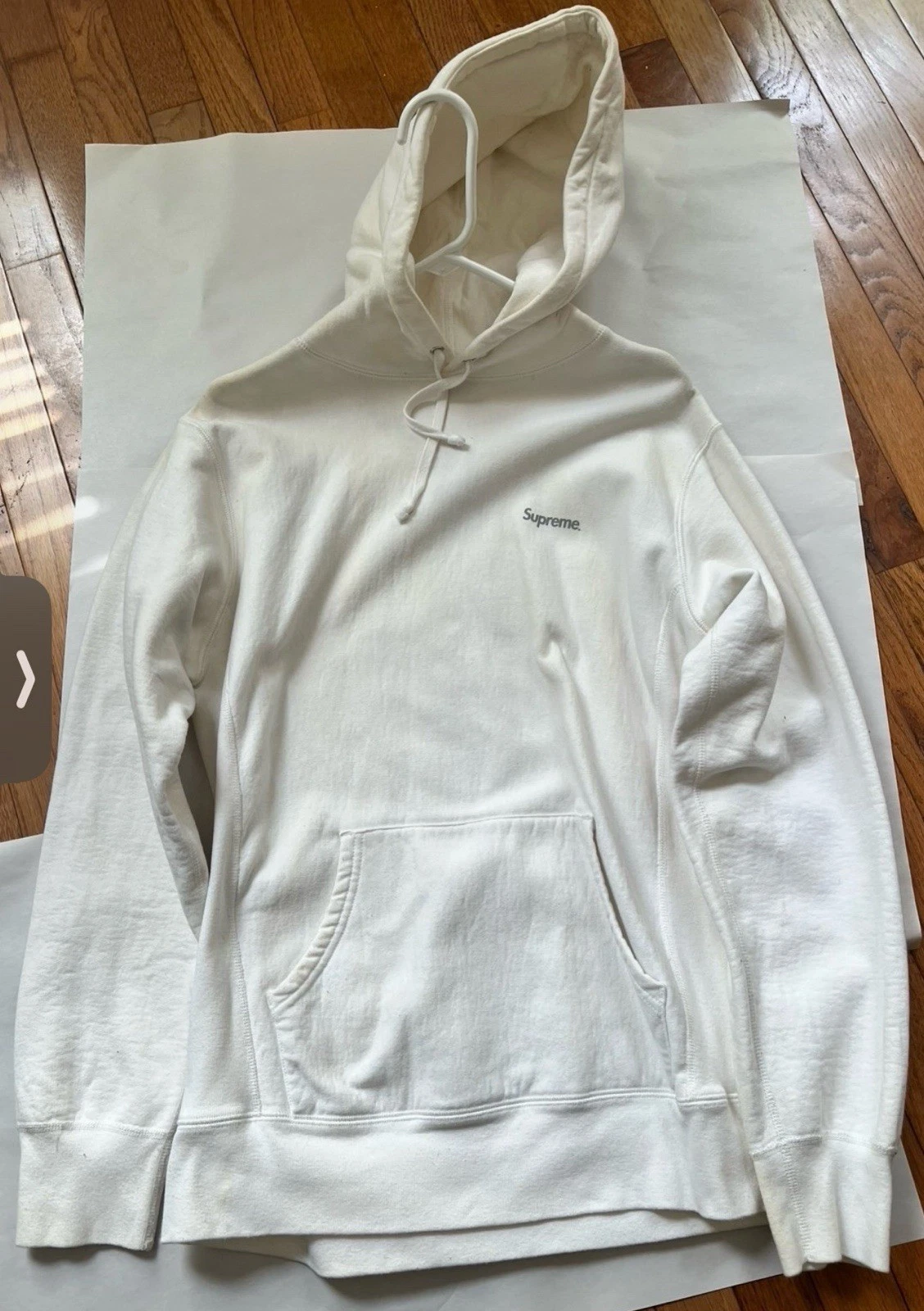 Sweat à capuche crème logo réfléchissant collaboration Supreme x 3M taille homme grand