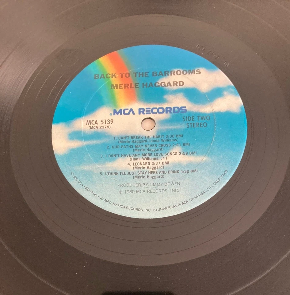 Merle Haggard Lp-Back To The Barrooms!MCA 5139/1980! NM Vinyl/VG++ Jacket! - Image 3 of 4