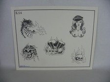 Vintage 1982 Kari Barba K54 "Biker Harley" tattoo flash. Great condition.
